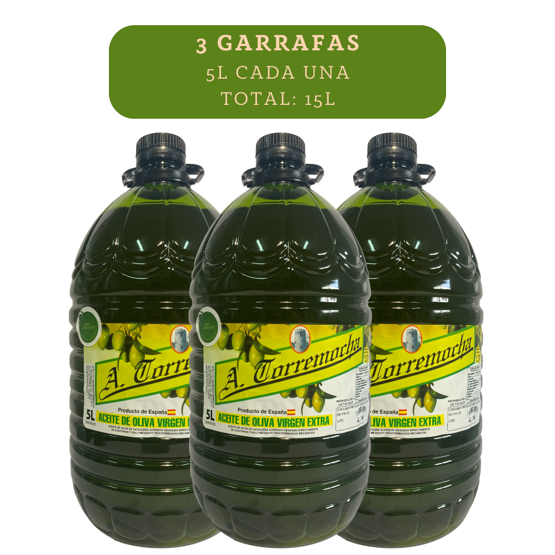 Pack 3 garrafas 5L cada una, Aceite Oliva virgen-ECOLOGICO